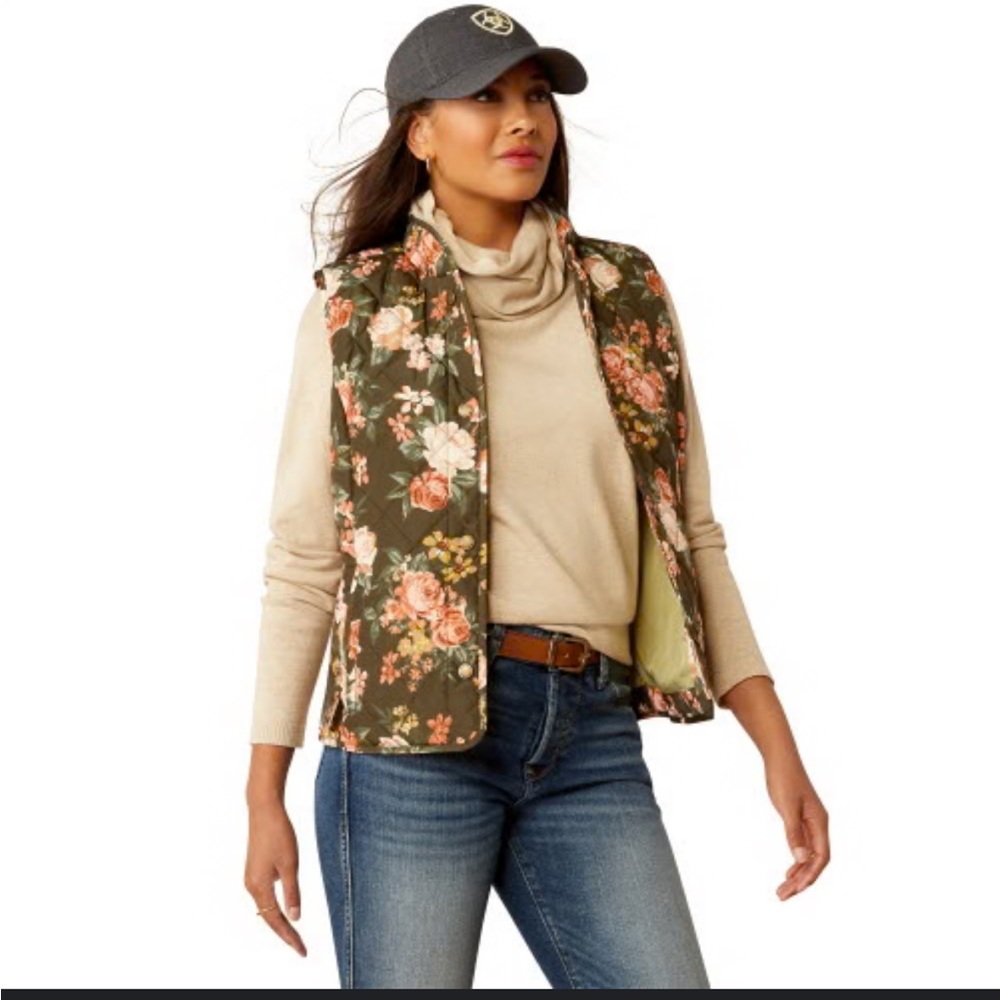 Ariat Women's Floral Green and Pink Vest